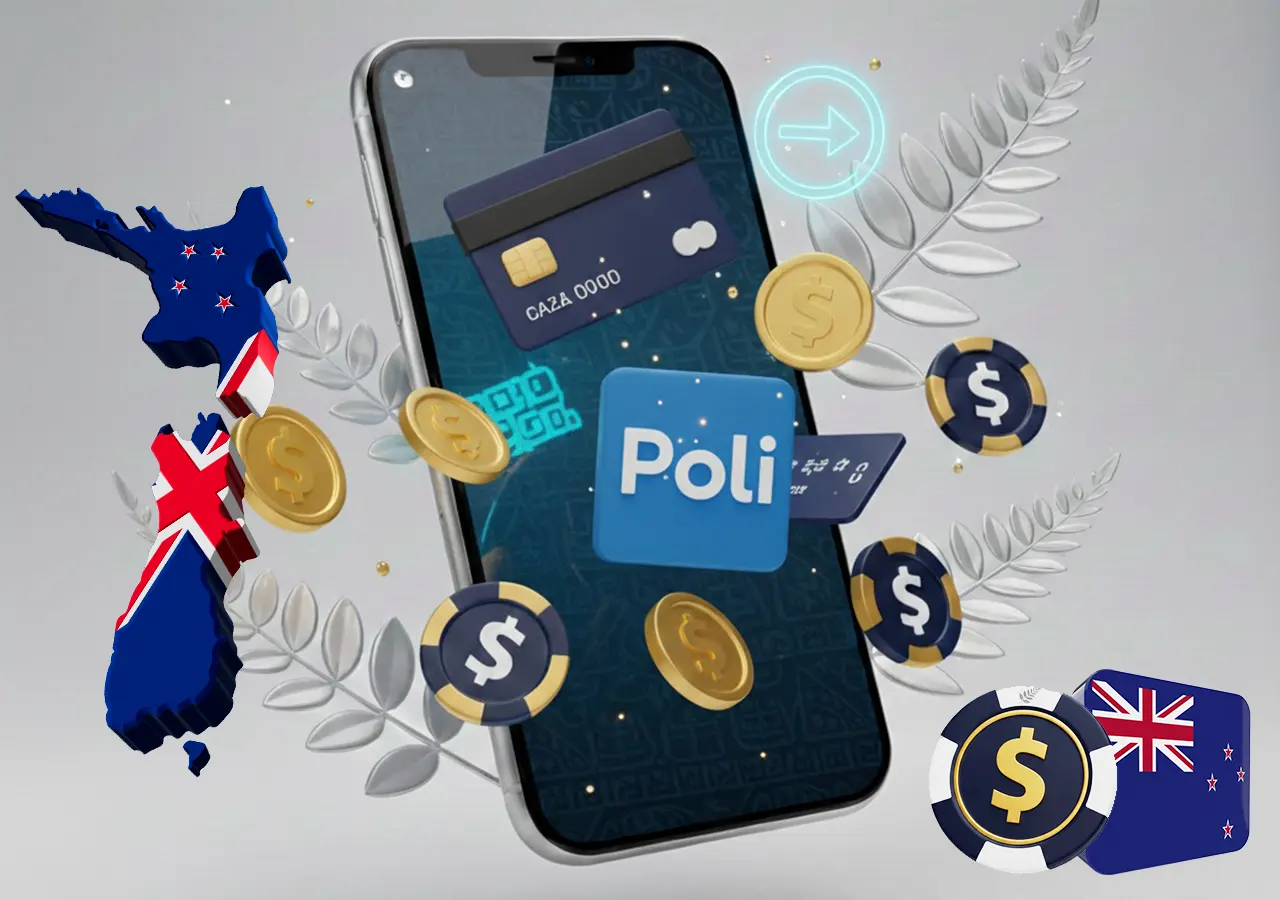 Secure deposit and payment methods for online pokies in New Zealand including Visa, Mastercard, and Poli.